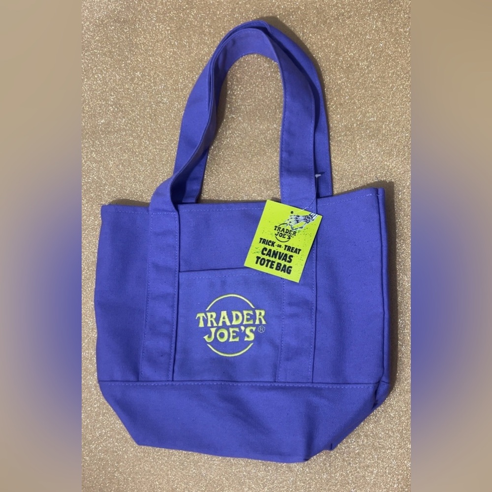 NWT Trader Joe’s Purple Trick or Treat Canvas Tote Bag